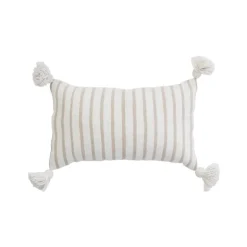Beige Striped Moroccan Pillow