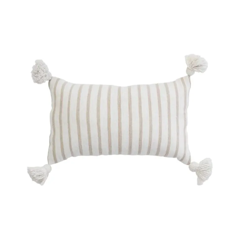 Beige Striped Moroccan Pillow