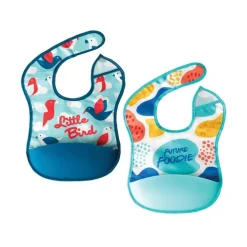 Mess-proof Silicone Pocket Bibs - 2 Pack
