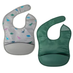 Mess-proof Silicone Pocket Bibs - 2 Pack