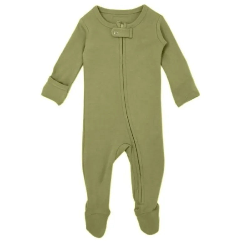 Organic Zipper Footed Sleeper - Solids